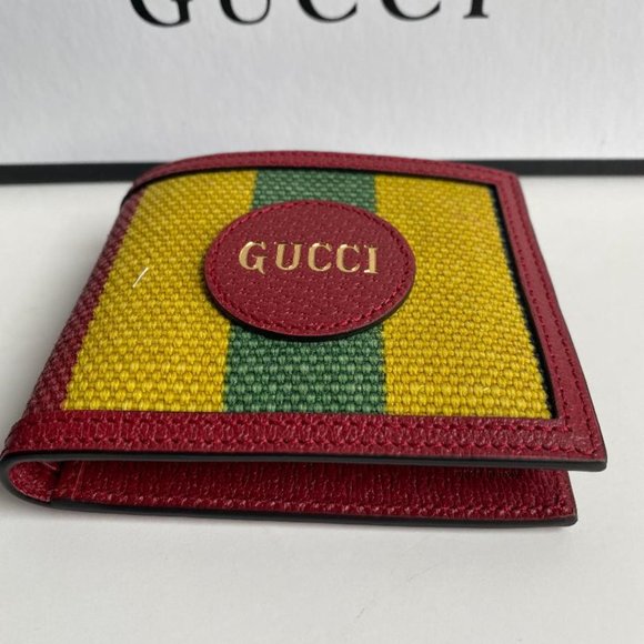 GUCCI NEW BAIADERA STRIPE  BIFOLD LEATHER … - Picture 5 of 9
